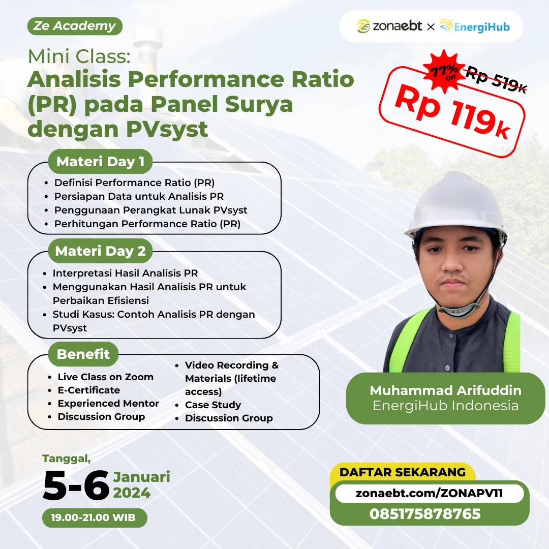 Mini Class 20 – Analisis Performance Ratio (PR) pada Panel Surya dengan PVsyst